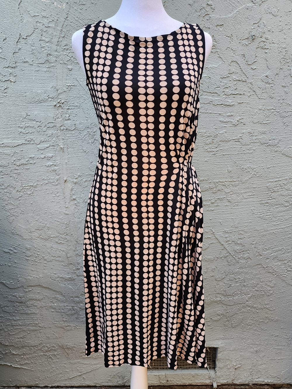 Tory Burch Zandi Geometric Polka Dot Dress Sleeveless Side Drape Midi XS